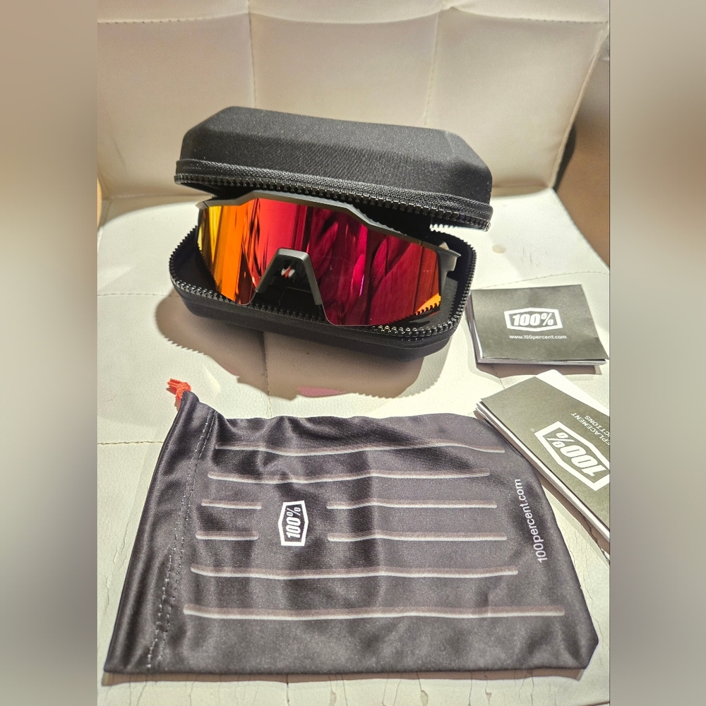 100% Speedcraft Black and Red Sports Sunglasses New In Case